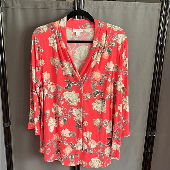 Charter Club Tops - Charter Club Coral Floral Blouse